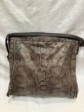 Furla Taupe Snake-Print Shoulder Bag